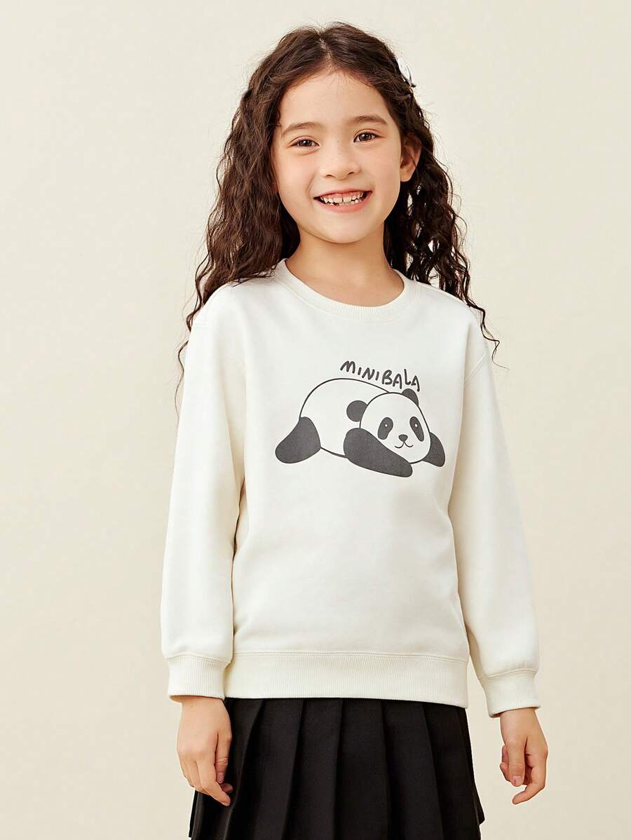 mini bala 2025 New Family Matching Soft Stretch Panda Sweatshirt Unisex Fall - Milky White - View 1