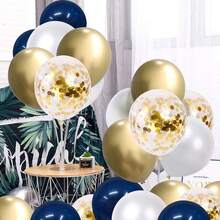 Pearl White And Gold Metallic Chrome Birthday Balloons For Celebration Graduation