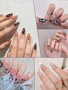 7Pcs Nail Art Hollow Stickers Set, Nail Art Plate Template, Line Grid Leopard Print Designs To Make Nail Art/Salon More Easy.Christmas, Winter, Pink, Graduation, Birthday, Holiday, Summer, Autumn, Y2K, Fancy Fashion, Women's Makeup, Makeup Party, Beach Travel, Camping, Outdoor School, Campus Travel, Festival Decoration Gifts, Roses, Girl Role Playing, Best Colors, Charm, Atmosphere - Multicolor - View 3