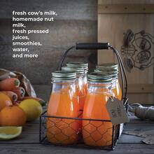 Four Seasons Glass Canning Jar And Drinking Bottle 13.5 Oz. With Gold Metal Sealing Lid Made In Italy. - 13.5 oz. - View 4