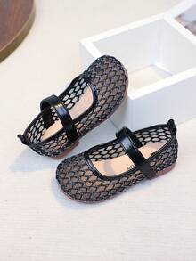 1 par de zapatos planos y sin cordones con diseño de corazón y diamante bordado en malla para niñas, estilo princesa, moda, suaves y ligeros, punta redonda, adecuados para niñas de 2 a 14 años, para todas las estaciones, fiestas y vacaciones - Negro - Ver 6