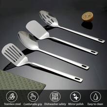 Homquen Stainless Steel Kitchen Utensils Set 4pcs, Cooking Utensils Set, Kitchen Tools Spatulas Set, Cooking Spoons, Home Essentials Kitchen Gadgets Accessories