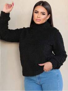 Women's Ted Furry Blouse, Simple High Neck, Casual And Daily