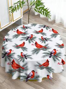 1pc Christmas Series Printed Tablecloth, Modern Polyester Rectangular/Round Waterproof Tablecloth, Digital Printing Suitable For Living Room, Outdoor Dining Table, Small Round Table - Black and White - View 17