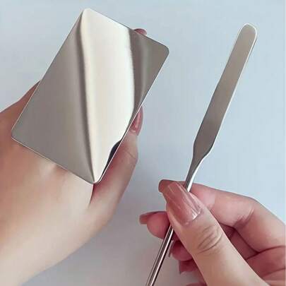 Foundation Palette, Stainless Steel Cosmetic Makeup Mixing Palette Makeup Artist Tool, Foundation Palette ,For Mixing Foundation Eye Shadow Mixing Cre