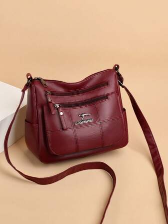 Bolso de mano suave multicapa, bolso mensajero versátil de moda casual para mujer de mediana edad, gran capacidad