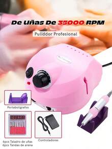 1 Set 35000RPM Electric Nail Polisher, Pulidor de Uñas, 110V/220V Nail Care Set for Nail Care, Manicure, Nail Salon and Home Use, Professional Nail Polisher Set, Electric Nail Polisher Pen, Manicure and Dead Skin Removal Tool, Nail Care Tools , Color: Rosa - Rosa - Ver 1