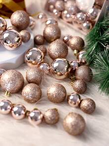 42pcs Champagne Christmas Ball Decoration Set, 3/4/5cm Christmas Ornament Balls, Christmas Tree Hanging Pendants, Shiny Christmas Ornaments, Suitable For Christmas Tree Decoration, Shatterproof Christmas Hanging Balls, Applicable For Christmas Party, Home Decor, Room Decor, Christmas, Holiday Wedding, Christmas Tree Decoration, Christmas Decoration, DIY Christmas Ornaments