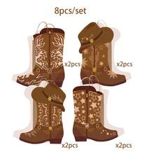 4/8/12pcs, Western Party Gift Bags Cowboy Boots Paper Bags Favors Wild West Gift Bag With Handles Rodeo Boot Hat Goodie Bag For Cowboy Birthday Bachelorette Party Supplies - Brown - View 8