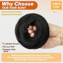 1/3 Pieces Bun Human Hair Messy Dount Hair Buns Updo Chignon With Elastic Hair Exension For Women Daily Slouchy Hair Accessories