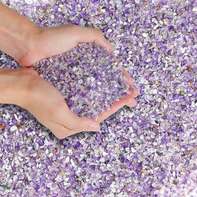400g Rough Natural Gravel Amethysts Stone Tumbled Chips Stones Crushed Crystal Quartz, Irregular Shaped Gravels Pebble Stones, DIY Smoothed Rock For Potted Plant,Resin Art,Vase Fillers Aquarium Gravel Rocks