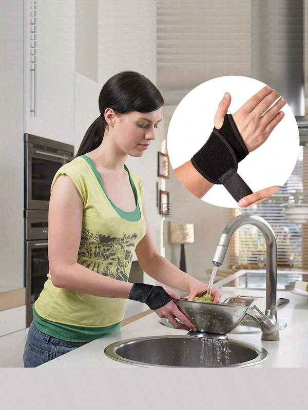1pc Wrist Guard, Hand Guard, Adjustable Wrist Strap, Fitness, Weightlifting,- Fits Right And Left Hands Black