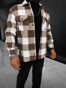Men's Daily Fashion Versatile Minimalist Plaid Casual Jacket
