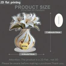 1/3/6 Pieces 2D Flat Printed Acrylic Elegant Lily Vase Decoration With White Lily And Gold Accents Classic Tabletop Decoration For Home, Office, Holiday Party Flower Vase Home Decor Wedding Table Centerpiece, Exquisite Design, Transparent Ornament, Party Centerpiece, Halloween Thanksgiving Christmas Autumn Interior Design Special Crafts