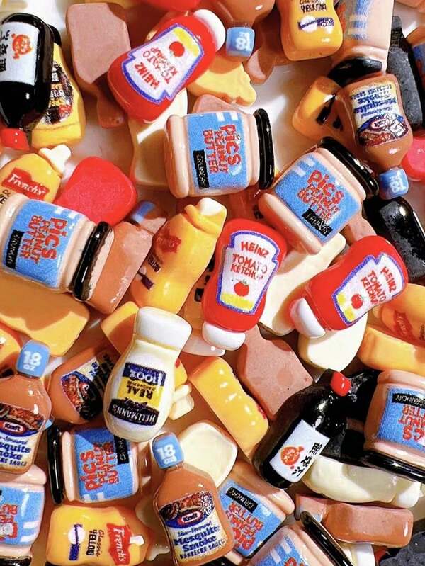 20pcs/10pcs Resin Accessories Wholesale DIY Craft Materials Base Hats Cream Glue Hair Clips Phone Stickers Mini Salad Sauce
