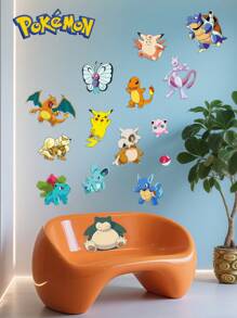 pokemon 1 pièce/set Stickers muraux de salle de bain Pikachu, stickers muraux de chambre, stickers muraux en matériau PVC détachable, convient pour les décorations murales du salon, stickers, décorations murales, stickers en vinyle pour la décoration de la maison, cadeaux de fête, cadeaux d'anniversaire, cadeaux de fête
