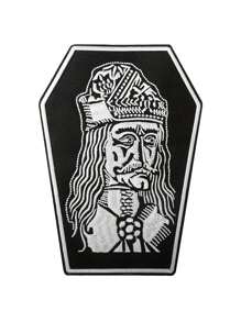 1 pièce Patch brodé cercueil gothique punk vampire - design humoristique d'ailes de chauve-souris avec emblème en feuille pour vestes, casquettes de camionneur, sacs - broderie blanc et noir, tissu, cadeau gothique , décoration de haute qualité