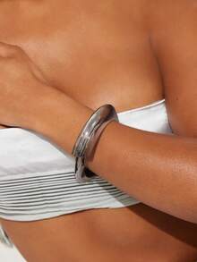 Joias europeias e americanas transfronteiriças - Conjunto de pulseiras assimétricas onduladas e lisas, únicas e versáteis