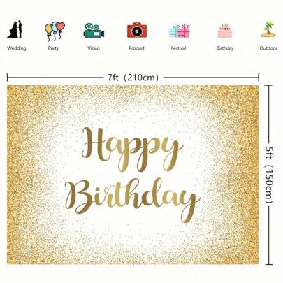 خلفية حفلة عيد ميلاد بوكس براق ذهبي - خلفية تصوير للبالغين والسيدات والرجال، ديكور حفلة