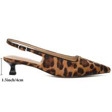 Slingback Kitten Heels For Women Pointed Closed Toe Heels Low Pumps Shoes For Party Work Office - LeopardSuede - View 1