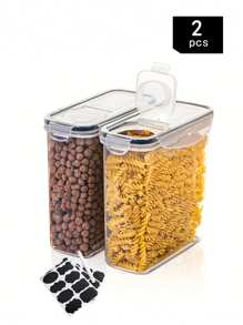 2pcs/4pcs Multipurpose Airtight Cereal & Dry Food Storage Containers, Easy To Store, Ideal For Kitchen Organization & School Supplies