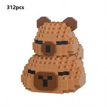 1 可爱水豚成人 14+ 积木，400+ 块，生日礼物，DIY 动物系列积木，桌面装饰，减压，缓解压力，家居收藏装饰，组装玩偶，办公桌面摆件，节日礼物，父亲节礼物，结婚礼物，婚礼装饰，毕业礼物