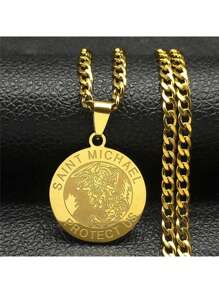 Archangel St.Michael Protect Us Necklace For Women Men Stainless Steel Saint Michael Chain Jewelry