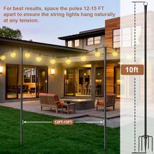 6 Pack String Light Poles For Outside 10ft HeavyDuty Metal Light Poles For Outdoor String Lights With Fork Adjustable Lighting Stand For Patio Decor Backyard Pergola Garden Deck Porch Decorations