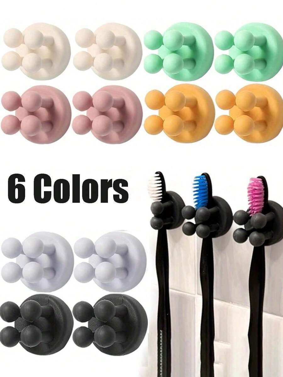 Giá đỡ bàn chải đánh răng silicon 6 màu, giá đỡ bàn chải đánh răng điện, giá treo bàn chải đánh răng gắn tường phòng tắm, hộp đựng bàn chải đánh răng, giá đỡ bàn chải đánh răng dán, phù hợp với 90% bàn chải đánh răng điện, phụ kiện phòng tắm, trang trí nhà cửa, nội thất gia đình - Nhiều màu - Xem 1