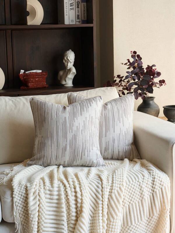 1pc High-Precision Jacquard Throw Pillow Cover (No Insert), Modern Fashionable High-Precision Jacquard Cushion Cover, Suitable For Daily Home, Sofa, Bed Decor, All Seasons