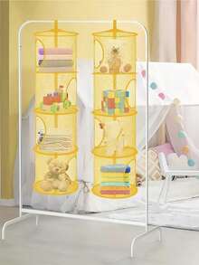 Giỏ treo búp bê nhồi bông 4 lớp - Tổ chức lưu trữ lưới thoáng khí, thích hợp cho quần áo, đồ chơi, găng tay, mũ và tất | Lưới phơi đồ gấp gọn, thích hợp cho phòng trẻ em và phòng ngủ - Nhiều màu - Xem 2