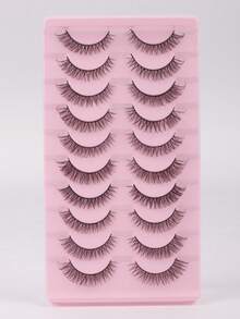 10 pares de pestañas postizas de ojo de gato de aspecto natural y esponjoso, con efecto 3D y volumen, con rizo D, lánguidas y que parecen extensiones, para festival, rave, maquillaje con brillo, accesorios para fiesta rave - Pestañas Fluffy - Ver 11