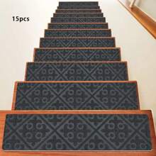 1/7/15 pièces Tapis d'escalier intérieur confortables et doux, tapis d'escalier, marches en bois, tapis antidérapants pour marches d'escalier, tapis antidérapants pour escaliers intérieurs en bois, tapis d'escalier autoadhésifs antidérapants, tapis d'escalier pour marches en bois, tapis de passage pour marches en bois, tapis d'escalier pour marches en bois intérieures
