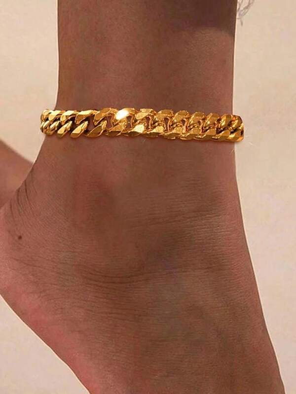 1pc Stainless Steel Anklet, Various Chain Thickness Options, Classic Fashion Ankle Jewelry, Creative Gift For Women