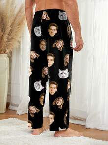 Pantalones de pijama personalizados con múltiples retratos para hombres, estampado mixto de humanos y mascotas, ropa de estar por casa cómoda y divertida, regalo ideal para él, ella, novio, novia, familia, amigos, Año Nuevo