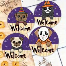 1set/4pcs/6pcs Halloween Horror Dog Skull Pattern Diatom Mud Coasters, Coffee Coasters, Multi-Occasion Decoration For Home And Restaurant, Daily Gifts, Table Decoration, Daily Decoration, Theme Party Decoration - Multicolor - View 5