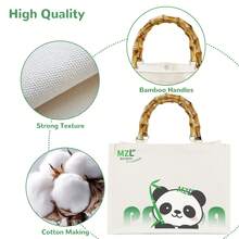 MZLBAMBOO Reusable Canvas Bags, Large Work Tote Bag, Water Resistant Shopping Bags, Foldable Grocery Bag For Computer, Daily Essentials