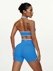 PinkTip "Black & White Contrast Crop Top & High-Waist Yoga Shorts Set LaserTrimmed Edges & Tummy Control 4Way Stretch MoistureWicking Fabric Gym, Pilates & Streetwear Essential"