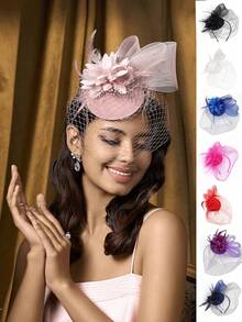 1 Pc Fascinator Hats For Women 20s 50s Vintage Pillbox Hat Kentucky Derby Fascinators Flower Veil Wedding Tea Party Hat