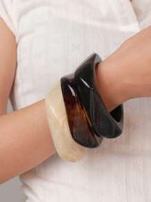 3 Stücke/Set Boho Acryl Mode Armbänder, asymmetrisches halb-transparentes Design einzigartig übertriebene Armreifen