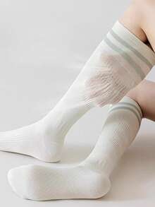 1/2/4双装女士长筒袜，压缩运动袜，适用于羽毛球、健身、跑步、跳绳、瑜伽，学院风，舒适保暖 - 彩色 - 查看 6