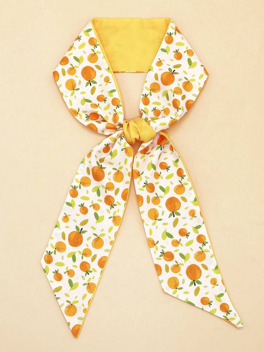 1 件草莓、樱桃、柠檬水果印花 96*6 英寸围巾，新款女士时尚百搭腰带、头带、发饰、时尚围巾 - 彩色 - 查看 1