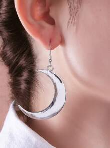 复古哥特风格时尚新月耳环，适合户外佩戴 - 銀色 - 查看 2