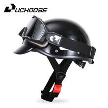 1 件复古夏季半盔，带护目镜，轻便