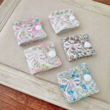 1 件碎花印花绗缝数据线收纳夹，花卉刺绣蝴蝶结，数据线分类夹，耳机线整理器套装家居收纳旅行收纳多功能收纳，适合女性、女孩旅行必需品、邮轮必需品、宿舍必需品、生日礼物、伴娘礼物、妈妈礼物、教师礼物、情人节礼物 - 彩色 - 查看 9
