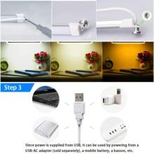 52cm USB LED Light Bar, Kitchen Under Cabinet Lighting, High Brightness, Tubular, Warm/Daylight Color, 3 Dimming Levels, Dimmable, Magnetic & Adhesive Installation, Easy Install, Eye-Caring, Energy-Saving