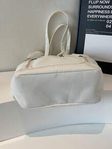 大容量手提包，含零钱包，尼龙材质，带手柄手提包，字母印花，时尚背包，休闲购物袋，学生书包 - 彩色 - 查看 9