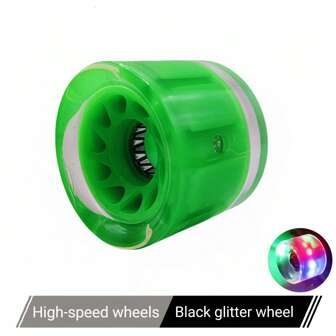 Ruote per skateboard, ruote luminose per skateboard, 4 ruote luminose verdi per skateboard + 8 cuscinetti ABEC-7 + 4 boccole, ruote per longboard, ruote da strada, ruote per cruiser per cambiare gli skateboard, ruote ad alto assorbimento degli urti e ad alta velocità