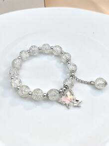 1 件简约灰月光石天然水晶手链，百搭优雅配饰，适合女孩