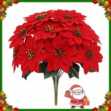 1/3/5/36pcs Christmas Flannel Flowers Decor Artificial Xmas Flowers For Holiday Tree Wreath Wedding Party Red Poinsettia Floral Adornments,Silk Fabric Christmas Red Poinsettia Bushes,Artificial Flowers For Xmas Christmas Courtyard Decoration With Artificial Flowers - Multicolor - View 5